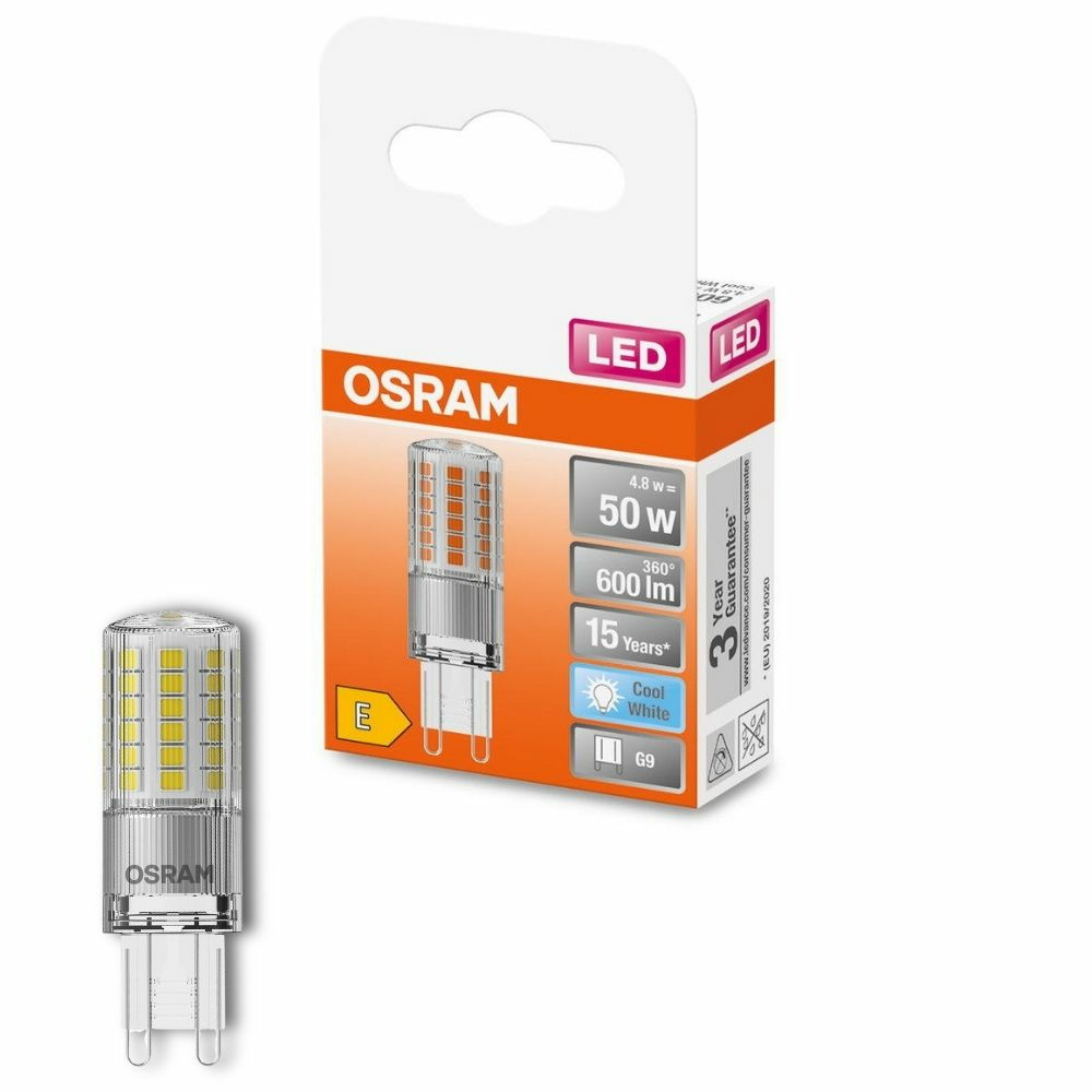 Osram LED Lampe ersetzt 50W G9 Brenner in Transparent 4,8W 600lm 4000K 1er Pack