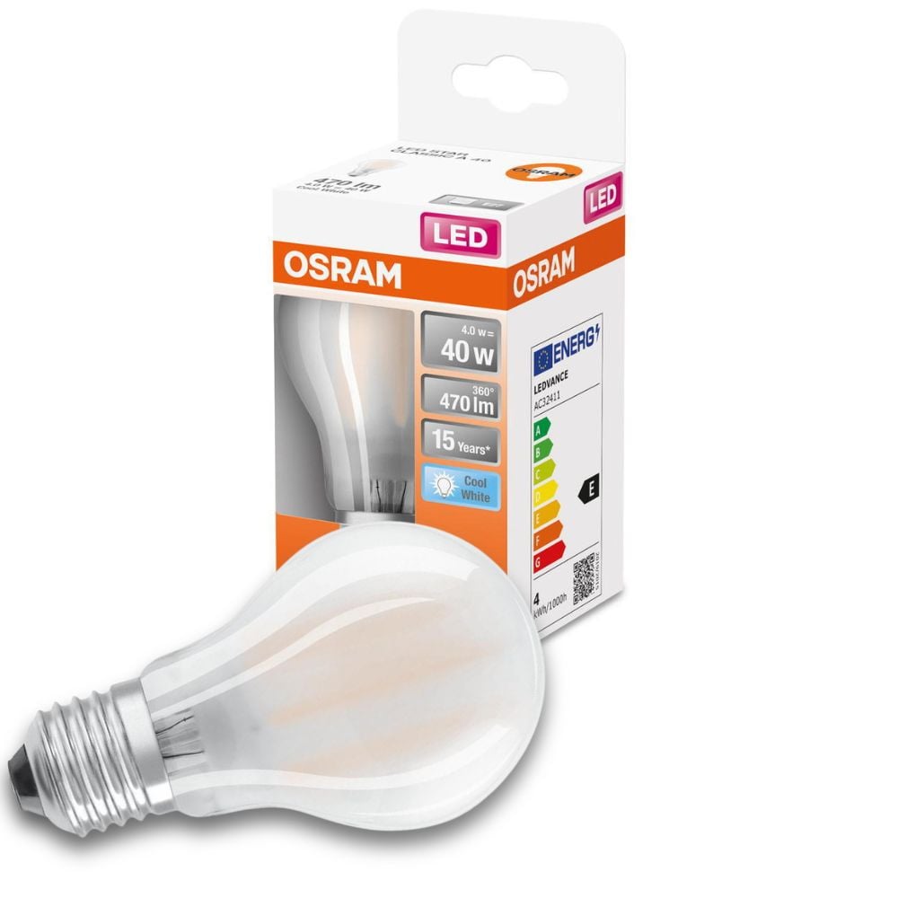 Osram LED Lampe ersetzt 40W E27 Birne - A60 in Weiß 4W 470lm 4000K 1er Pack