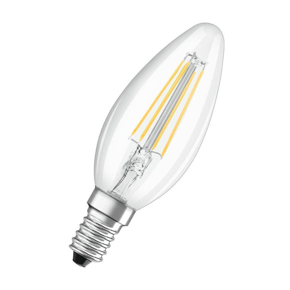 Osram LED Lampe ersetzt 40W E14 Kerze - B35 in Transparent 4W 470lm 2700K 1er Pack