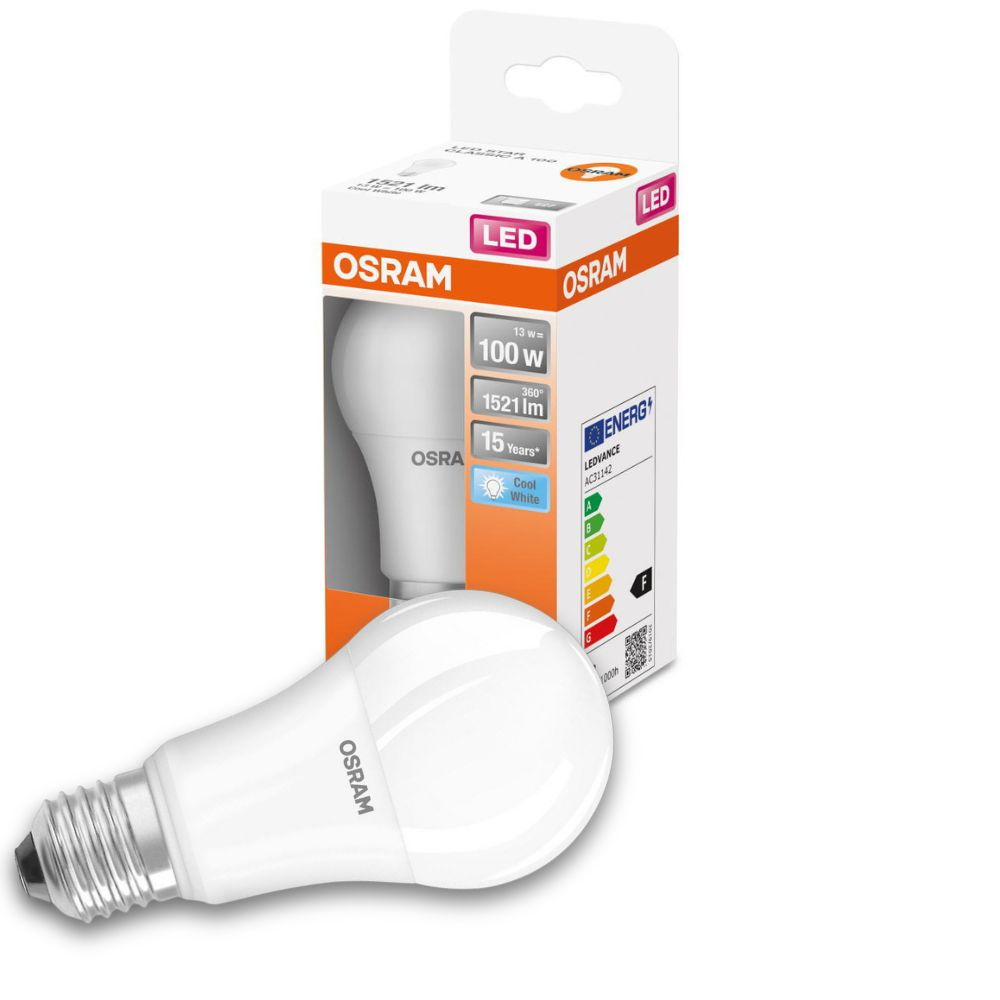 Osram LED Lampe ersetzt 100W E27 Birne - A60 in Weiß 13W 1521lm 4000K 1er Pack