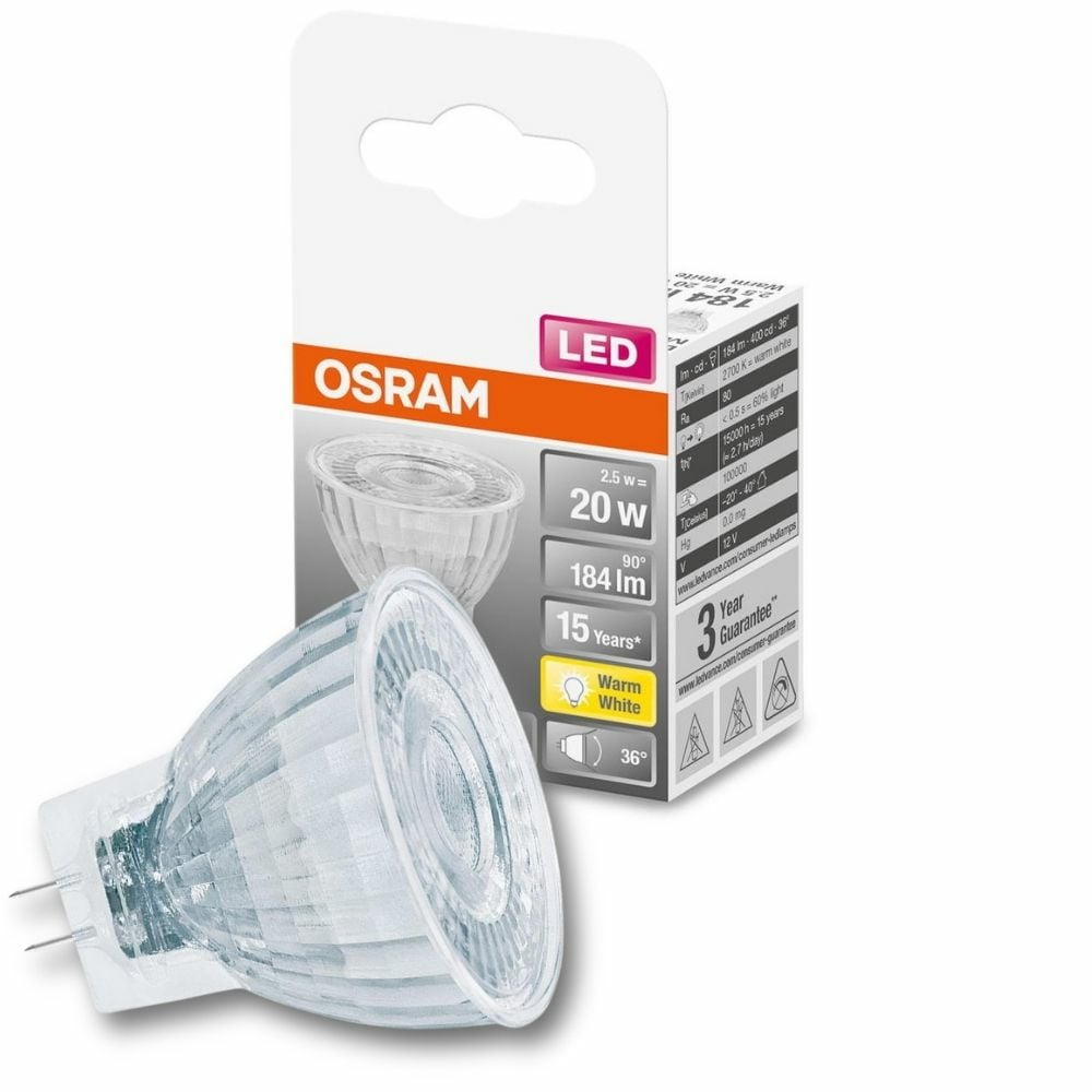 Osram LED Lampe ersetzt 20W Gu4 Reflektor - Mr11 in Transparent 2,5W 184lm 2700K 1er Pack