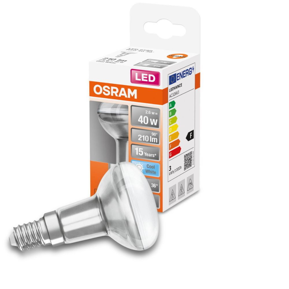 Osram LED Lampe ersetzt 40W E14 Reflektor - R50 in Transparent 2,6W 210lm 4000K 1er Pack