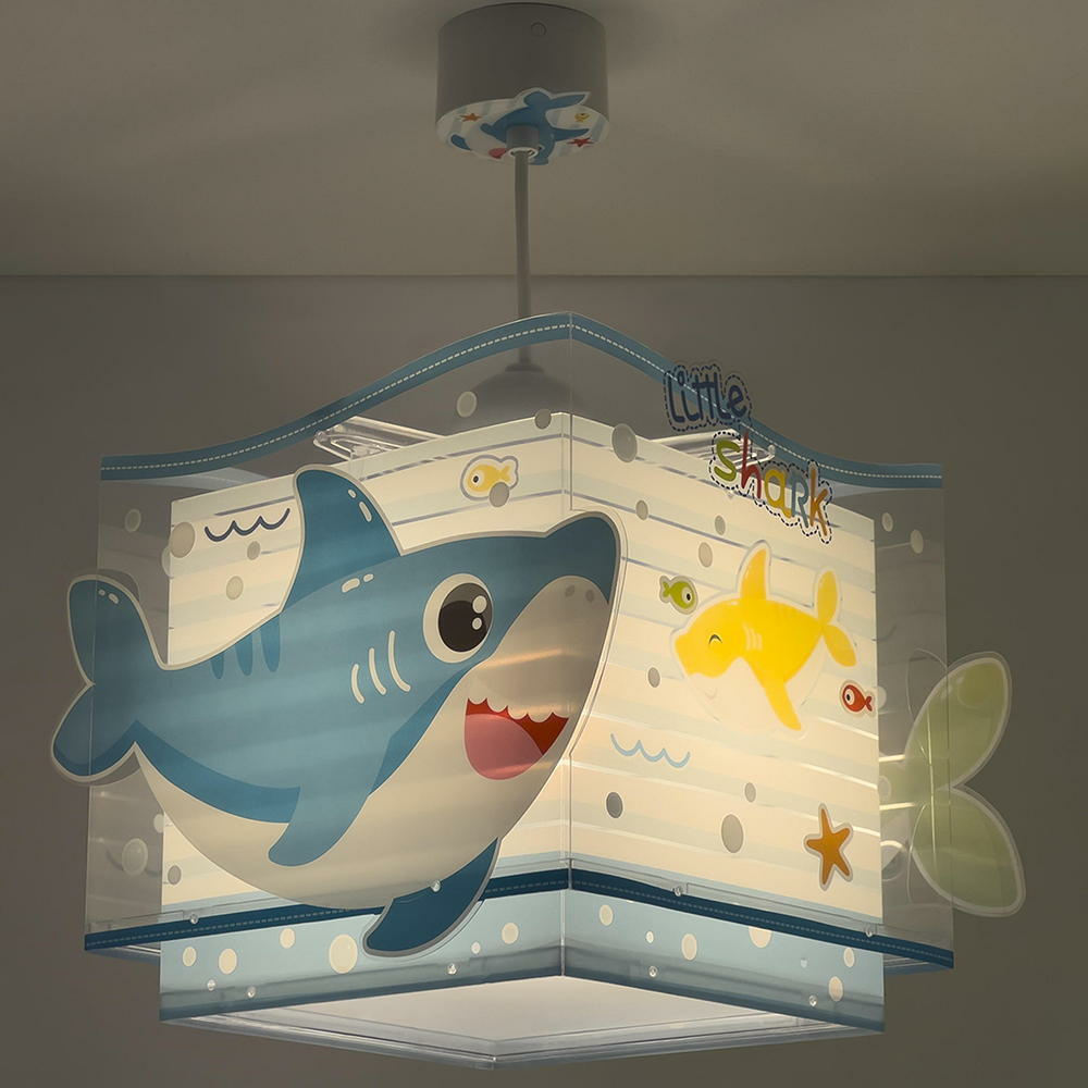 Kinderzimmer Pendelleuchte Baby Shark in Mehrfarbig und Wei E27