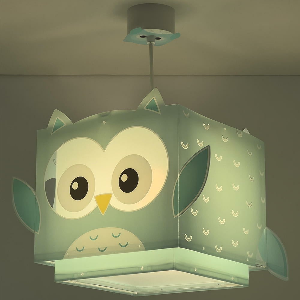 Kinderzimmer Pendelleuchte Little Owl in Hellblau und Wei E27