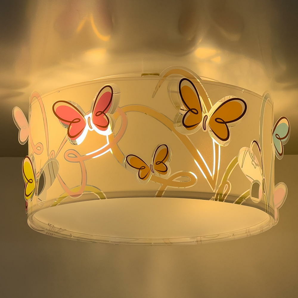 Kinderzimmer Deckenleuchte Butterfly in Mehrfarbig und Wei E27 2-flammig