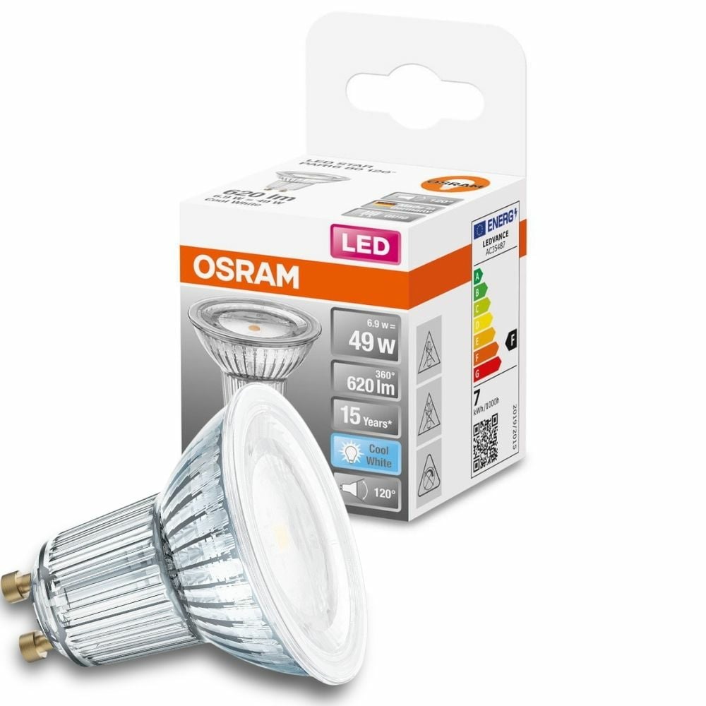 Osram LED Lampe ersetzt 49W Gu10 Reflektor - Par16 in Transparent 6,9W 620lm 4000K