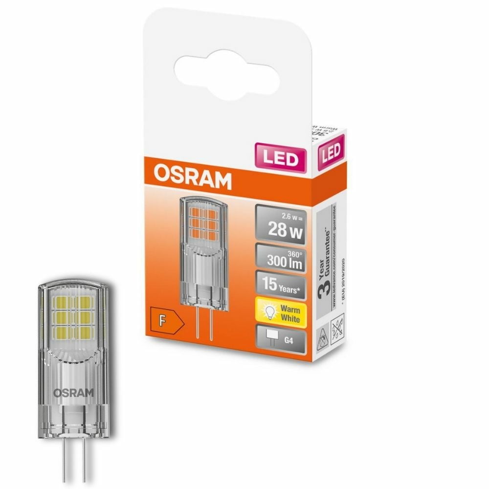 Osram LED Lampe ersetzt 28W G4 Brenner in Transparent 2,6W 300lm 2700K