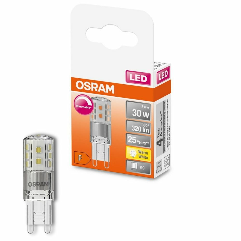 Osram LED Lampe ersetzt 30W G9 Brenner in Transparent 3W 320lm 2700K dimmbar