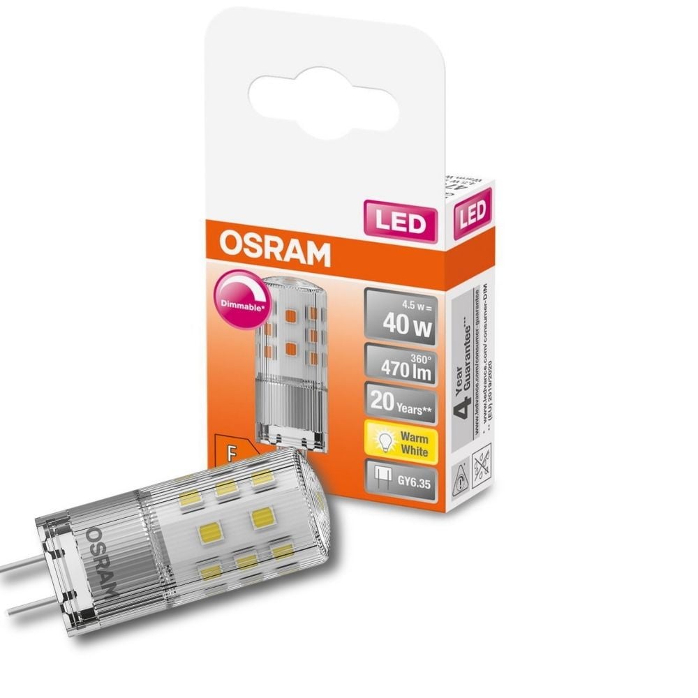 Osram LED Lampe ersetzt 40W Gy6.35 Brenner in Grau 4,5W 470lm 2700K dimmbar