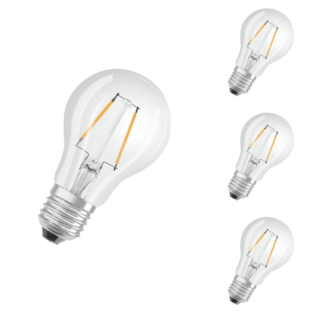 Osram LED Lampe ersetzt 25W E27 Birne - A60 in Transparent 2,5W 250lm 2700K 4er Pack