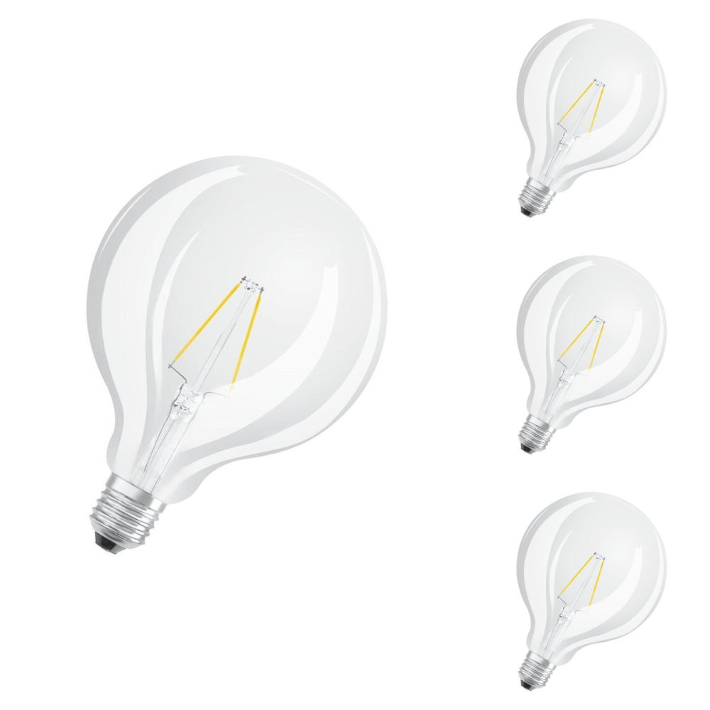 Osram LED Lampe ersetzt 25W E27 Globe - G125 in Transparent 2,5W 250lm 2700K 4er Pack