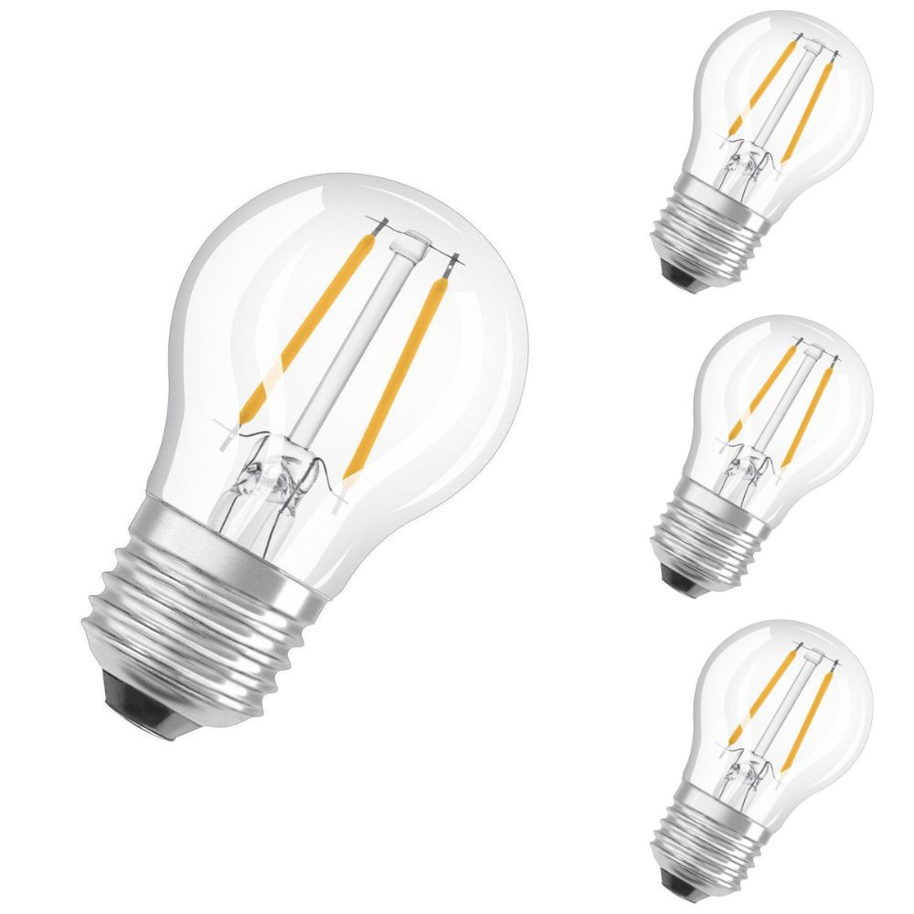 Osram LED Lampe ersetzt 40W E27 Tropfen - P45 in Transparent 4W 470lm 2700K 4er Pack