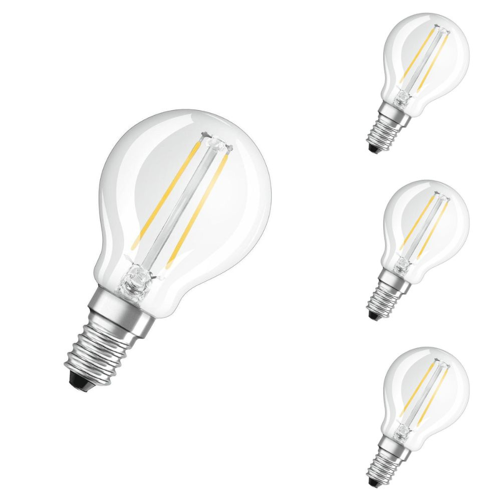 Osram LED Lampe ersetzt 25W E14 Tropfen - P45 in Transparent 2,8W 250lm 2700K dimmbar 4er Pack
