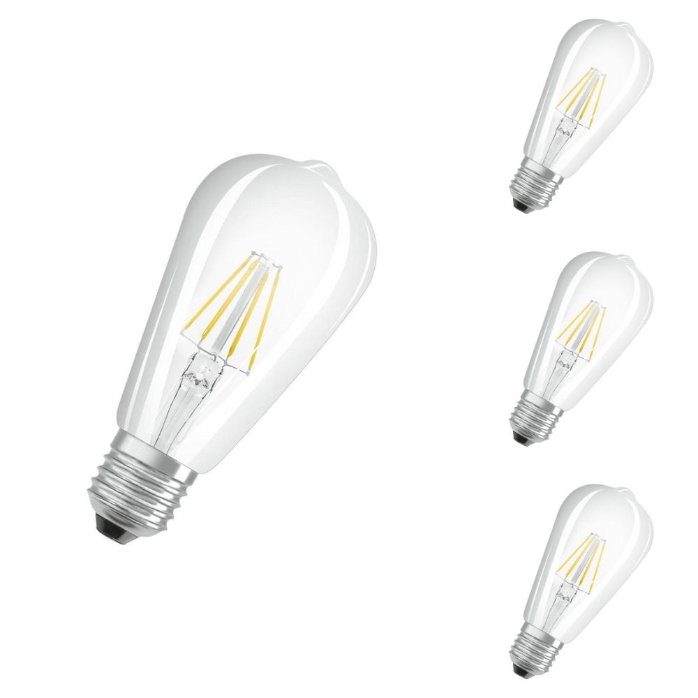 Osram LED Lampe ersetzt 60W E27 St64 in Transparent 6,5W 806lm 2700K 4er Pack
