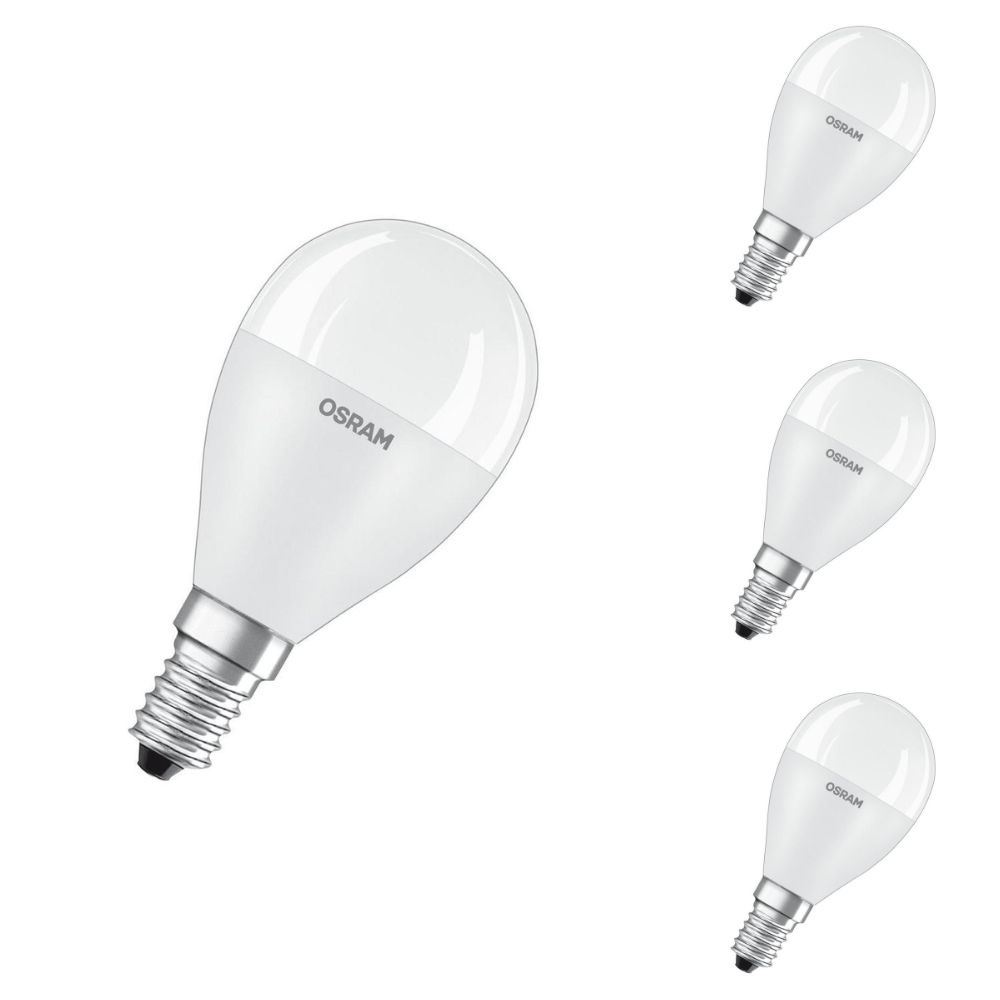 Osram LED Lampe ersetzt 60W E14 Tropfen - P48 in Wei 7W 806lm 2700K 4er Pack