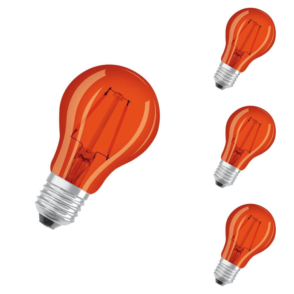 Osram LED Lampe ersetzt 17W E27 Birne - A60 in Orange 2,5W 45lm 1500K 4er Pack