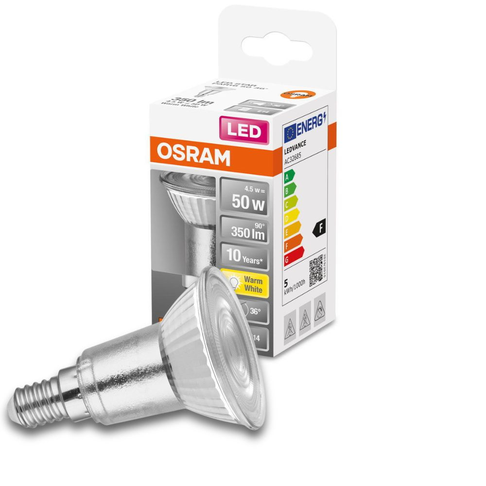 Osram LED Lampe ersetzt 50W E14 Reflektor - Par16 in Transparent 4,5W 350lm 2700K
