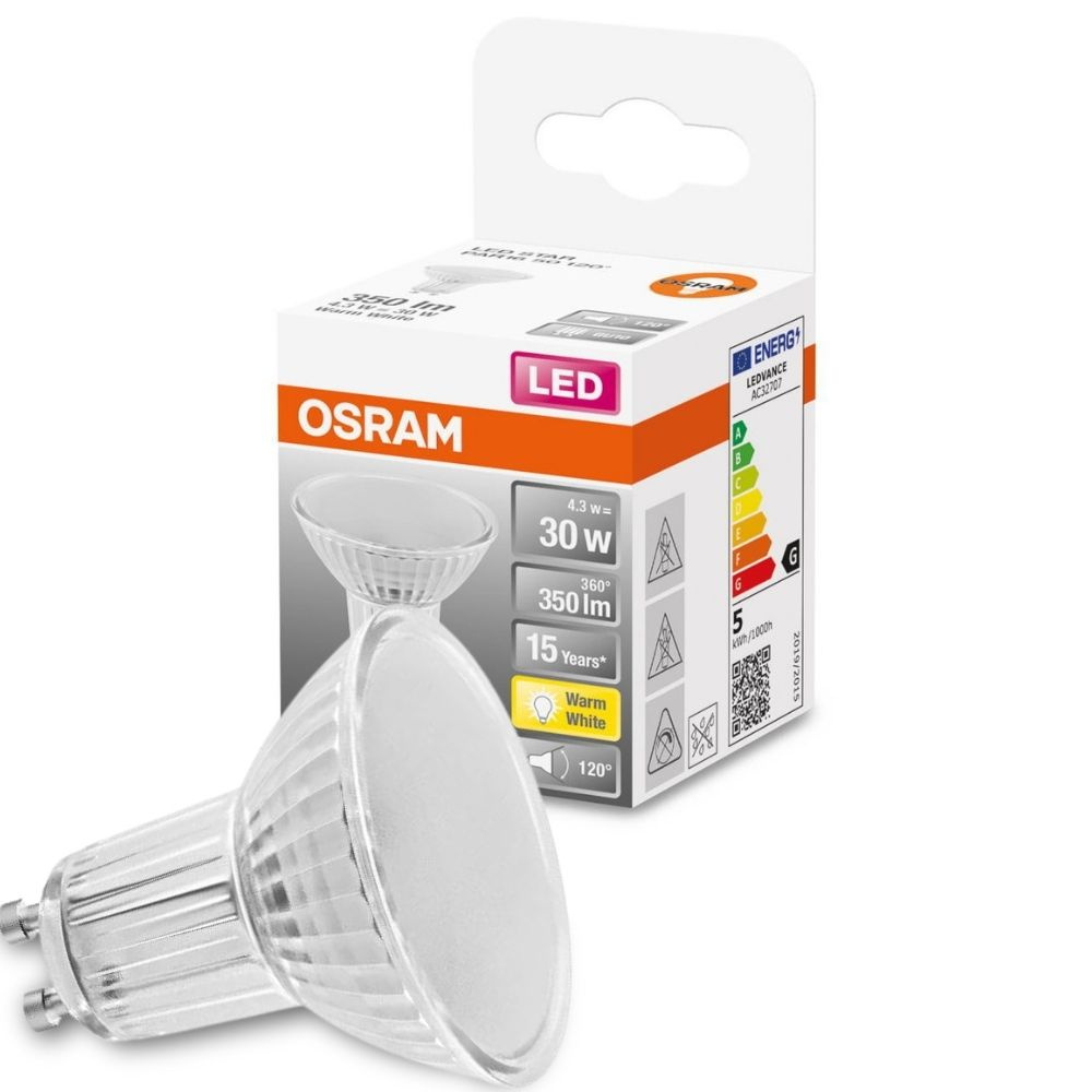 Osram LED Lampe ersetzt 30W Gu10 Reflektor - Par16 in Transparent 4,3W 350lm 2700K