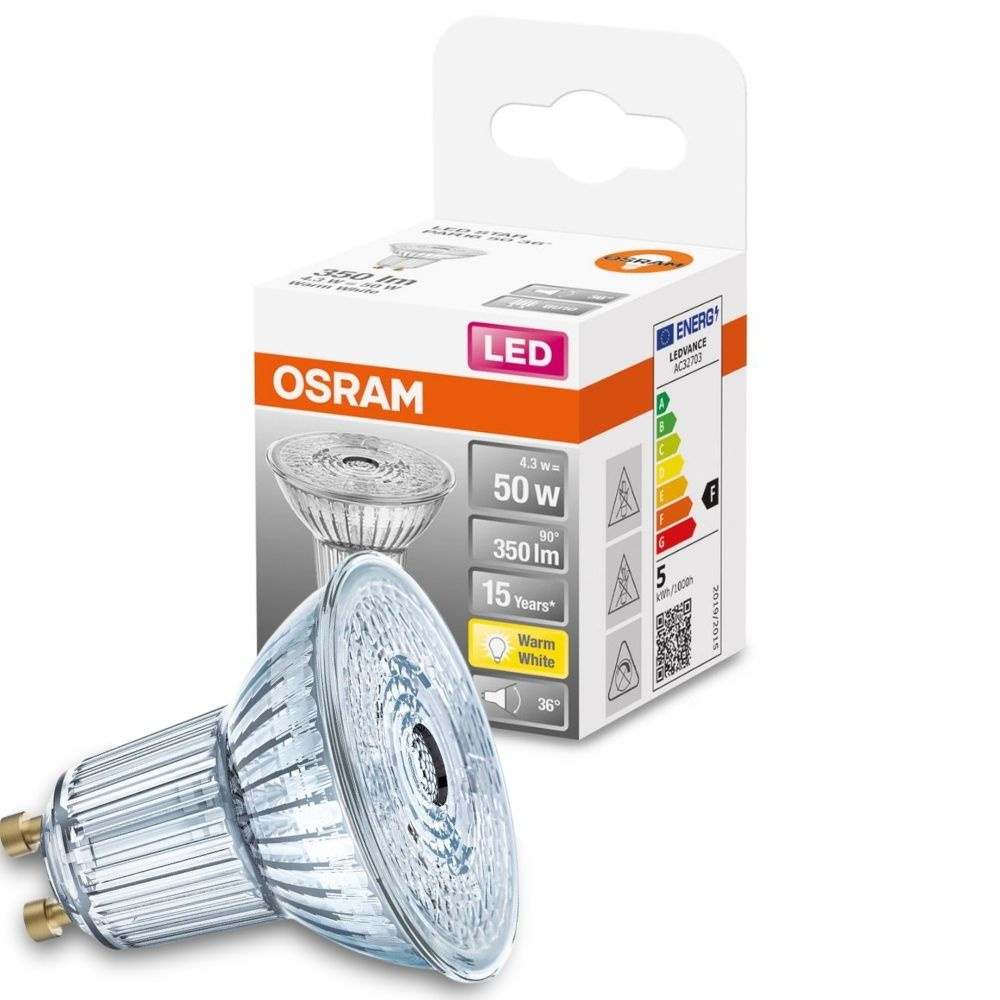 Osram LED Lampe ersetzt 50W Gu10 Reflektor - Par16 in Transparent 4,3W 350lm 2700K