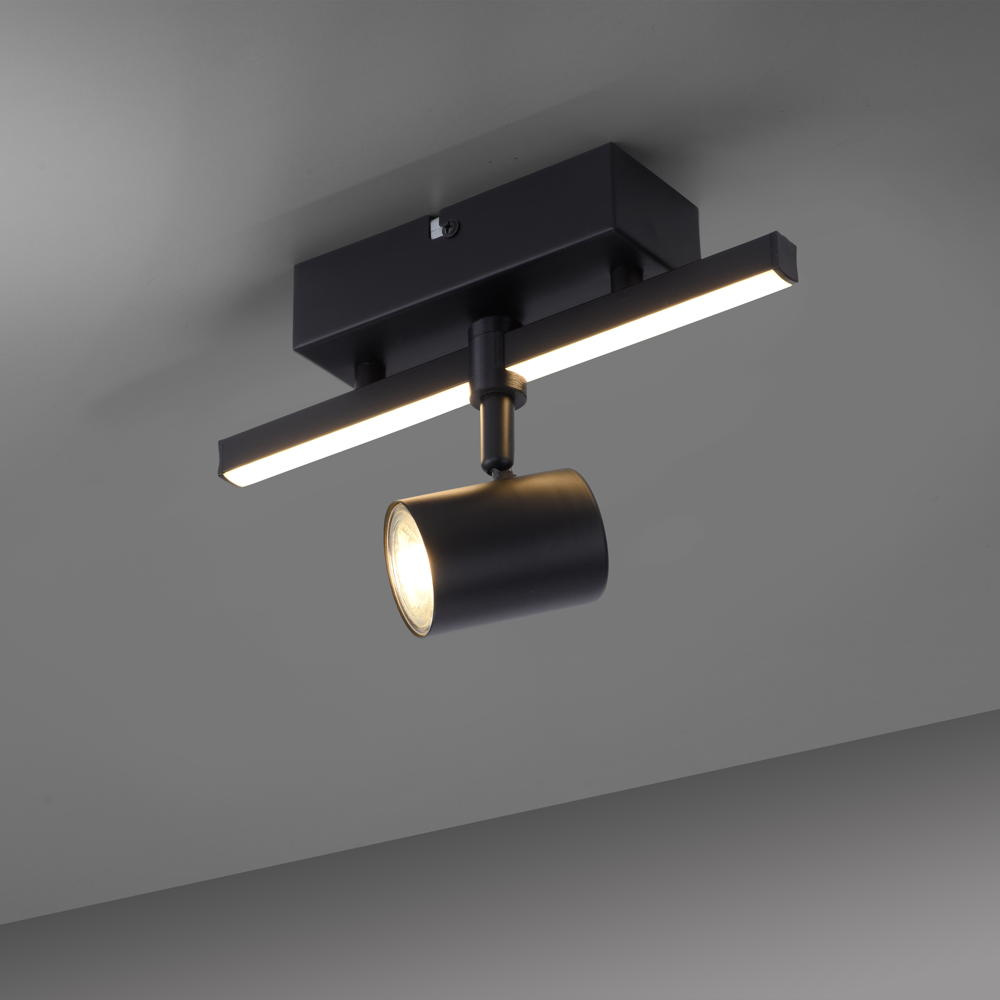 LED Wand- und Deckenleuchte Barik in Schwarz 4,5W 360lm GU10