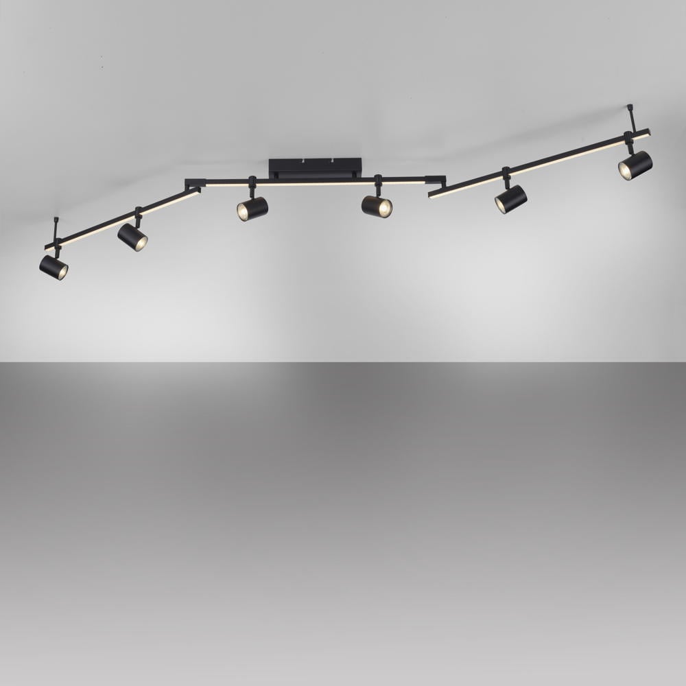 LED Deckenleuchte Barik in Schwarz 6x 4,5W 2160lm GU10 6 flammig  - Onlineshop Click licht