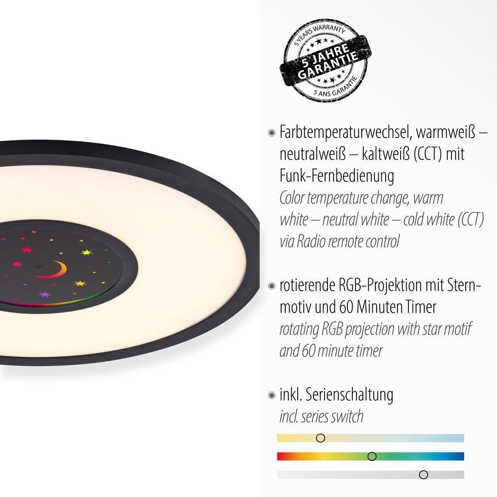 LED Deckenleuchte Astro in Schwarz 23W 2000lm | Just Light | 15572-18