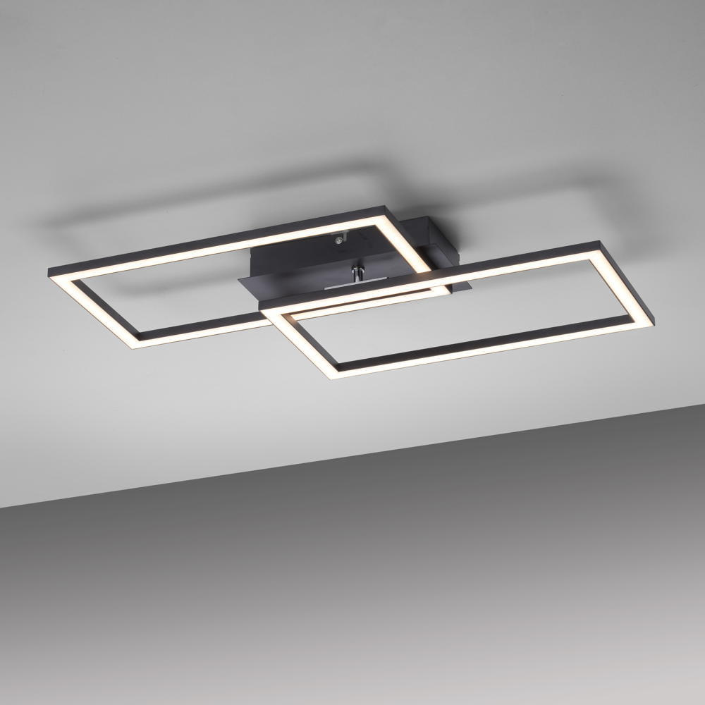 LED Deckenleuchte Iven in Schwarz 2x 18W 4200lm