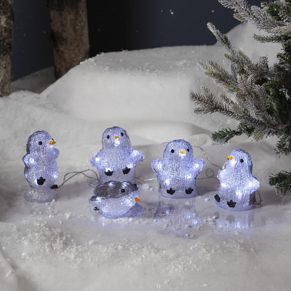 LED Lichtobjekt Crystalo Pinguin in Grau 0,93W 25lm