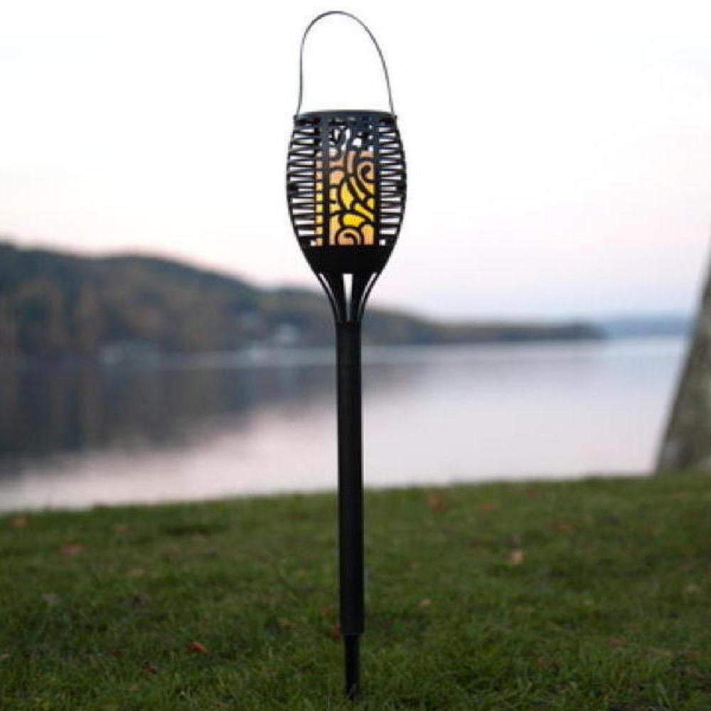 LED Solar Fackel Flame in Schwarz 0,18W IP44 mit Dmmerungssensor und Erdspie 420mm