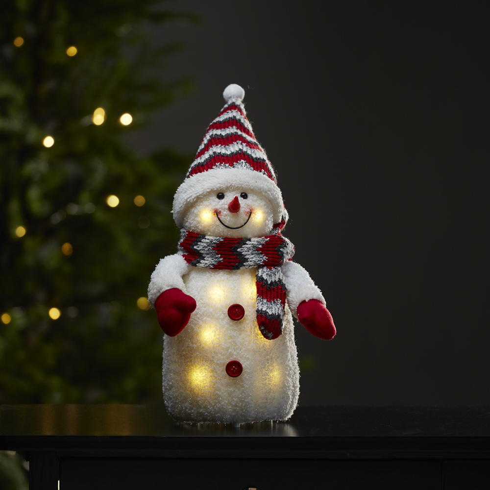 LED Lichtobjekt Joylight Schneemann in Weiß und Rot 0,48W