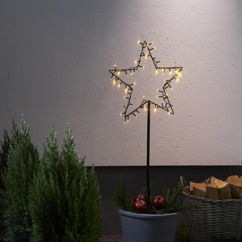 LED Stern Spiky in Schwarz 3 6W IP44 mit Erdspieß | Star Trading | 857-04