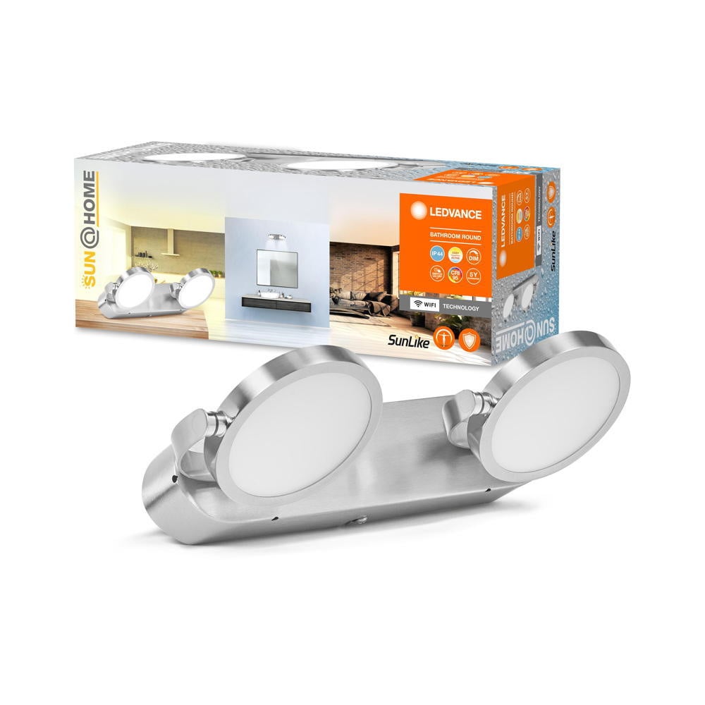 Smart+ WLAN LED Human Centric Lighting - Technologie Spiegelleuchte Bathroom in Silber 2x 7W 1040lm IP44