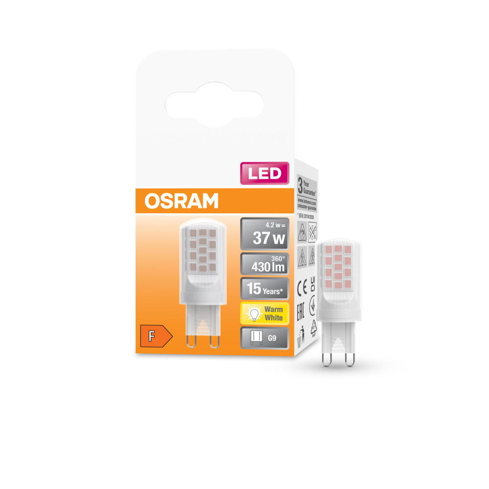 Osram LED Lampe ersetzt 37W G9 Brenner in Transparent 4,2W 430lm 2700K 1er Pack