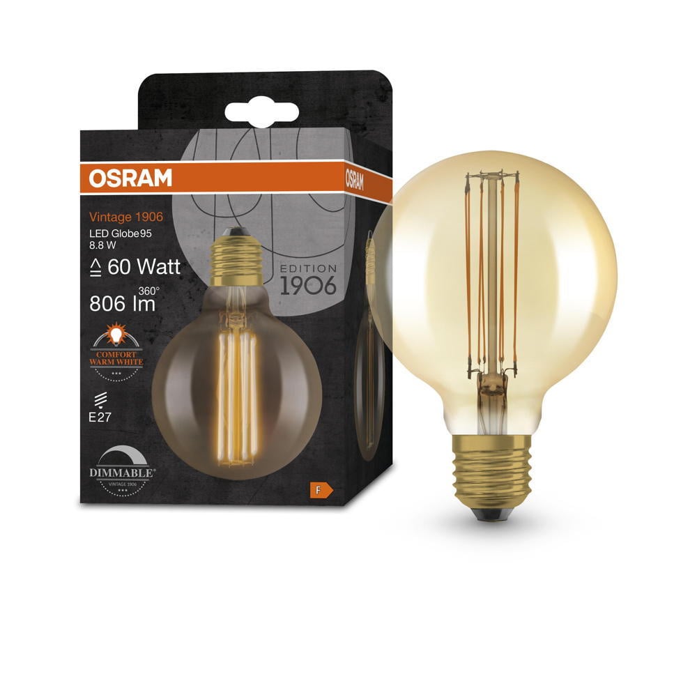 Osram LED Lampe ersetzt 60W E27 Globe - G95 in Gold 8,8W 806lm 2200K dimmbar 1er Pack