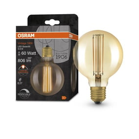 Osram LED Lampe ersetzt 60W E27 Globe - G95 in Gold 8,8W...