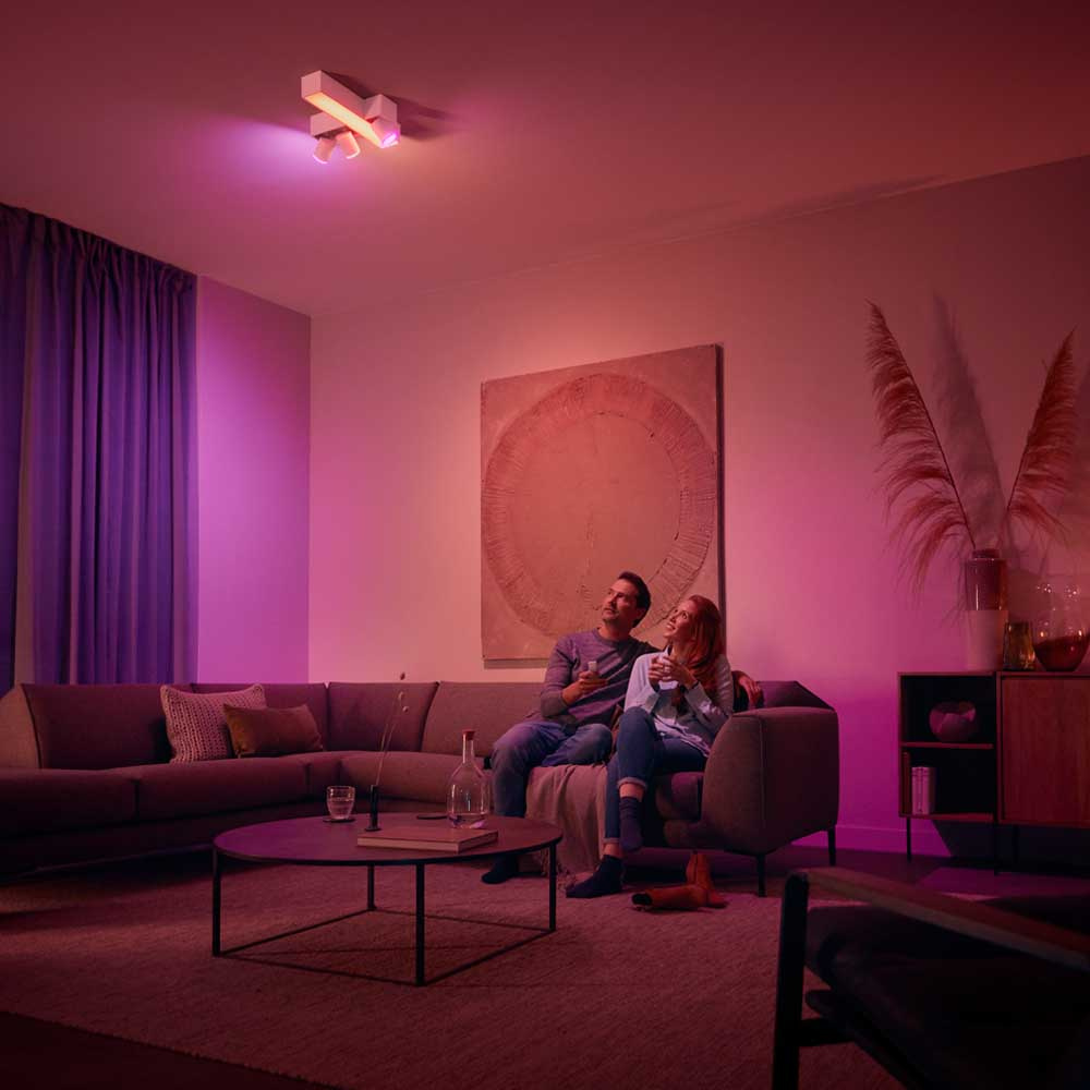 philips hue white & color ambiance led pendelleuchte ensis in weiß 2x 38w  5500lm inkl. dimmschalter
