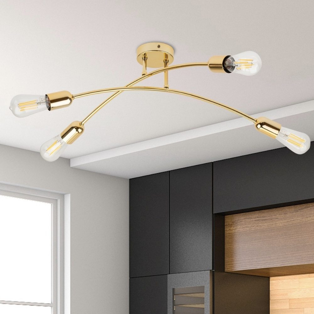 famlights | Deckenleuchte Emely in Gold E27 4-flammig