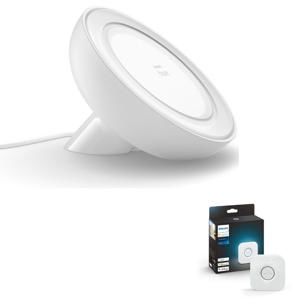 Philips Hue Bluetooth White & Color Ambiance Tischleuchte Bloom in Wei inkl. Bridge