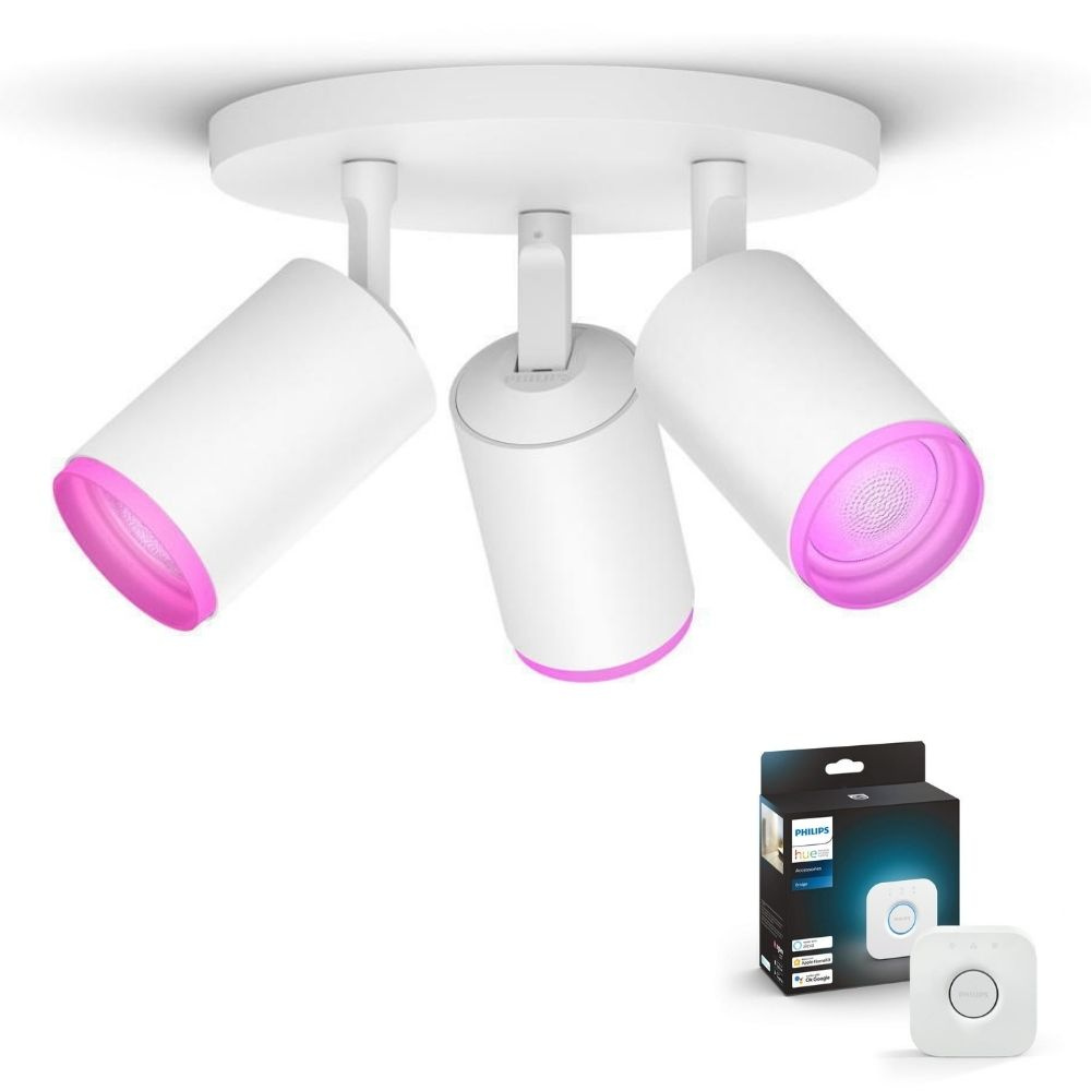 Philips Hue Bluetooth White & Color Ambiance Spot Fugato in Wei 3x 5,7W 1050lm GU10 inkl. Bridge