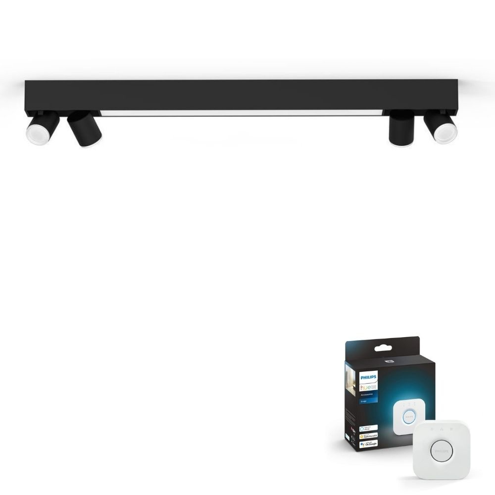 Philips Hue Bluetooth White & Color Ambiance Spot Centris in Schwarz 4-flammig inkl. Bridge