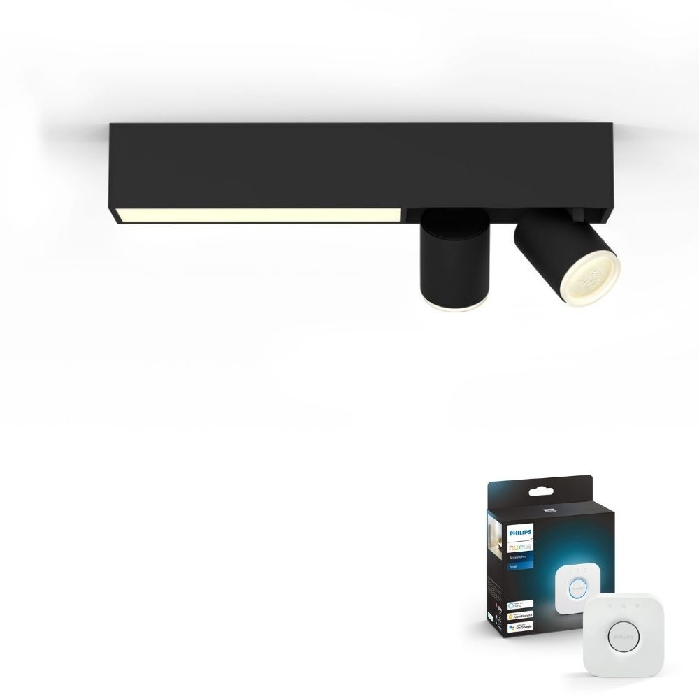 Philips Hue Bluetooth White & Color Ambiance Spot Centris in Schwarz 2-flammig inkl. Bridge