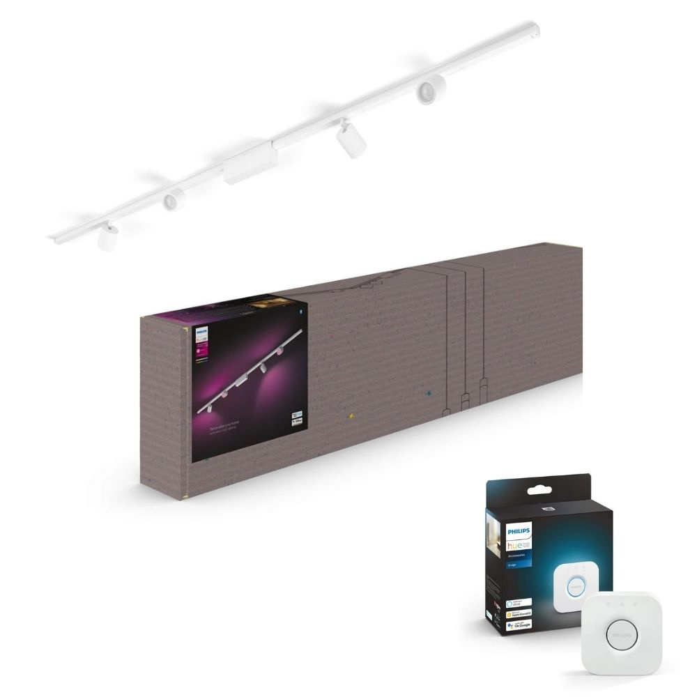 Philips Hue Bluetooth White & Color Ambiance Schienensystem Perifo Spot in Wei 4x 5,2W 2040lm Starter-Set inkl. Bridge