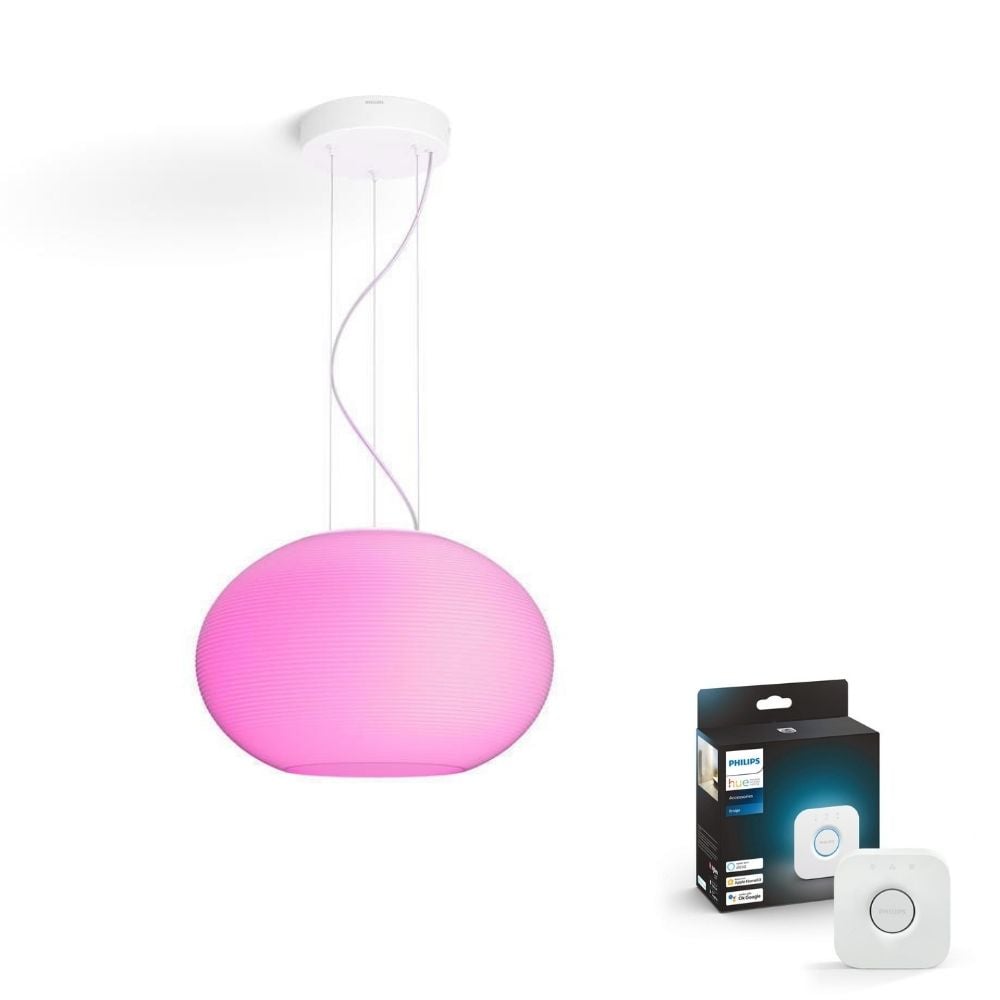 Philips Hue Bluetooth White & Color Ambiance Pendelleuchte Flourish in Wei 39,5W 2750lm inkl. Bridge