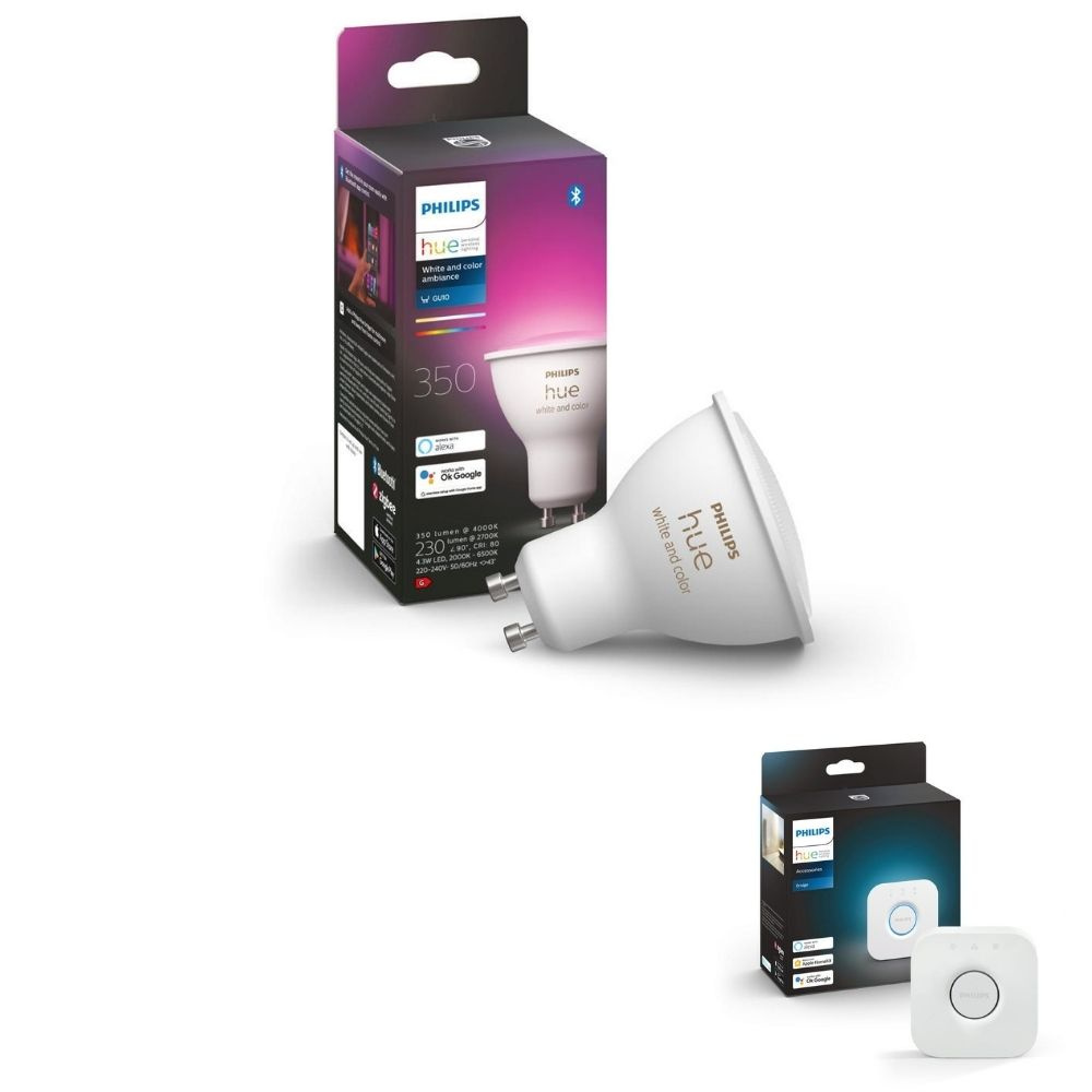 Philips Hue Bluetooth White & Color Ambiance LED GU10 4,3W 350lm Einerpack inkl. Bridge