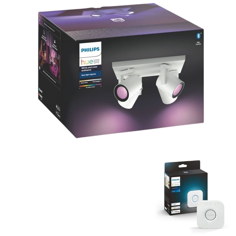 Philips Hue Bluetooth White & Color Ambiance Argenta - Spot Wei 4-flammig inkl. Bridge