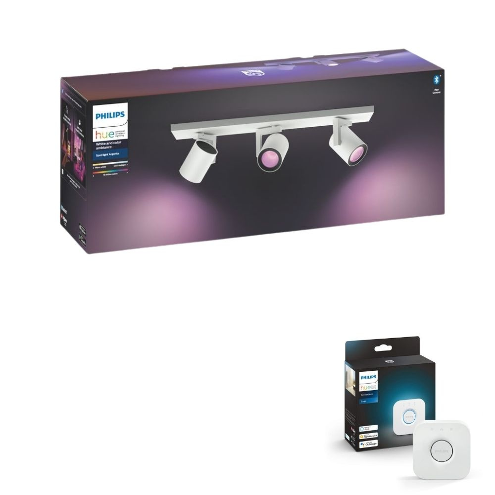 Philips Hue Bluetooth White & Color Ambiance Argenta - Spot Wei 3-flammig inkl. Bridge