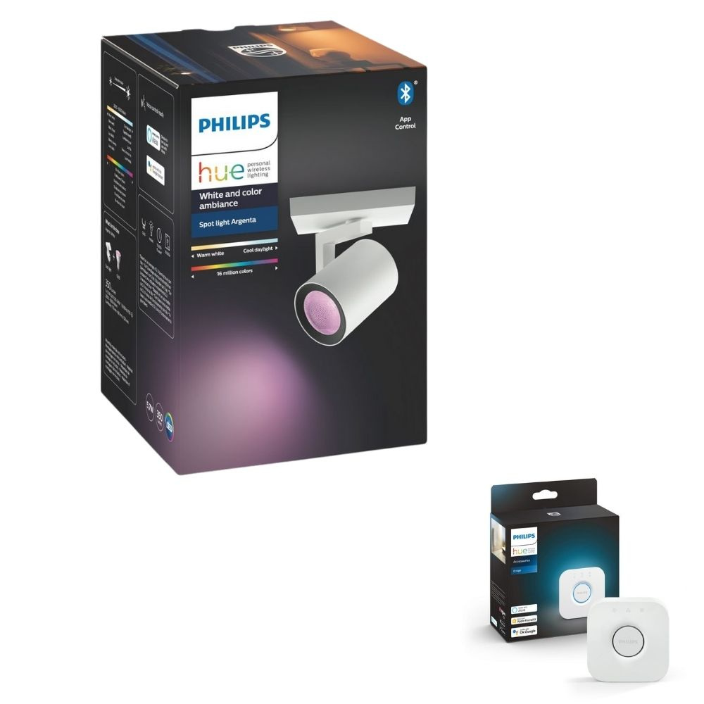 Philips Hue Bluetooth White & Color Ambiance Argenta - Spot Wei 1-flammig inkl. Bridge