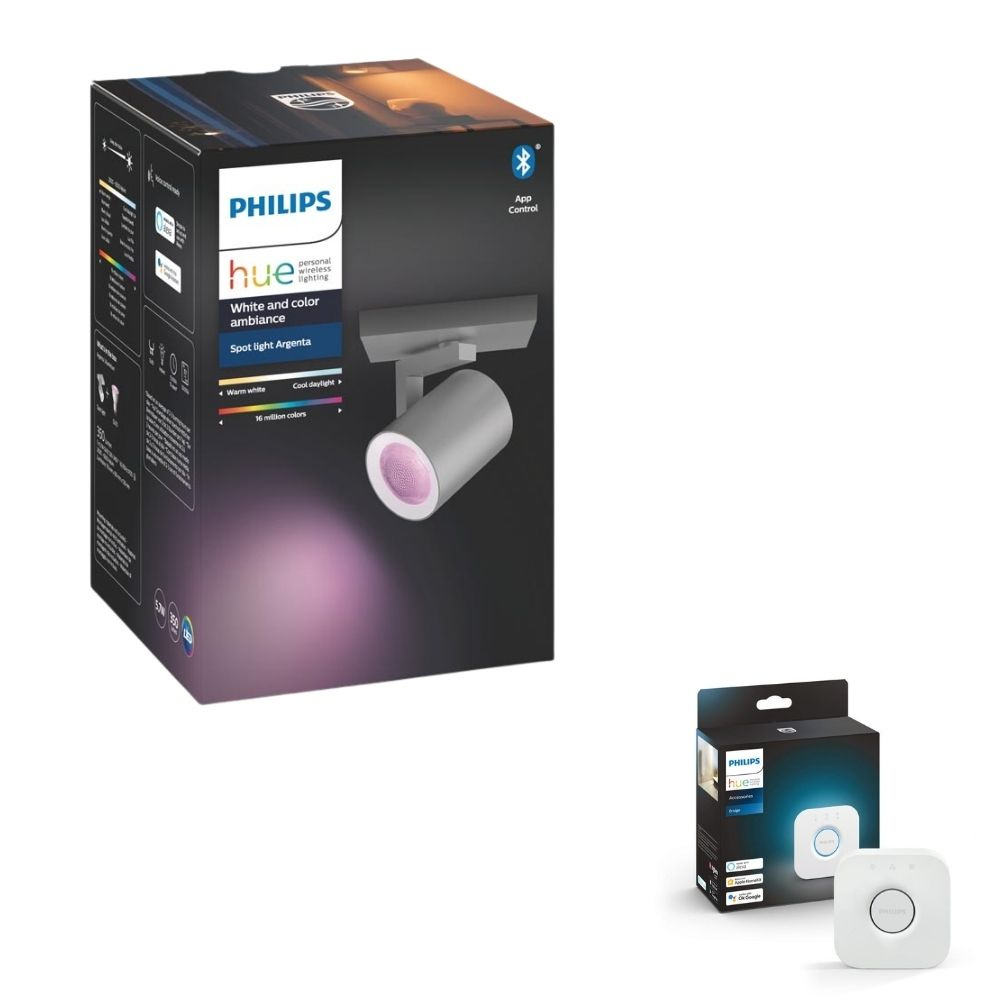 Philips Hue Bluetooth White & Color Ambiance Argenta - Spot Aluminium 1-flammig inkl. Bridge