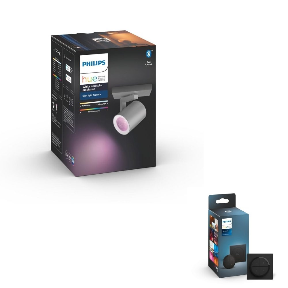 Philips Hue Bluetooth White & Color Ambiance Argenta - Spot Aluminium 1-flammig inkl. Tap Dial Schalter in Schwarz