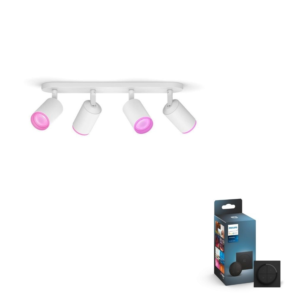 Philips Hue Bluetooth White & Color Ambiance Spot Fugato in Wei 4x 5,7W 1400lm GU10 inkl. Tap Dial Schalter in Schwarz